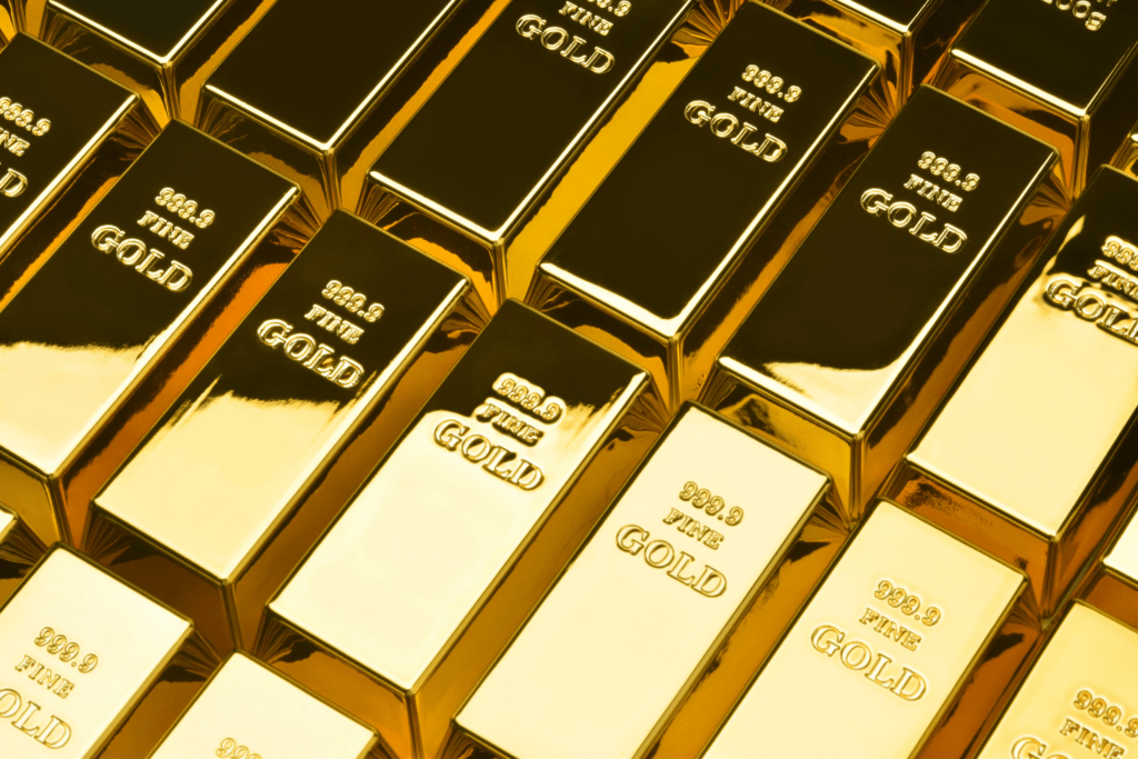 Physical gold bars stored in a secure authorized vault in Hong Kong.