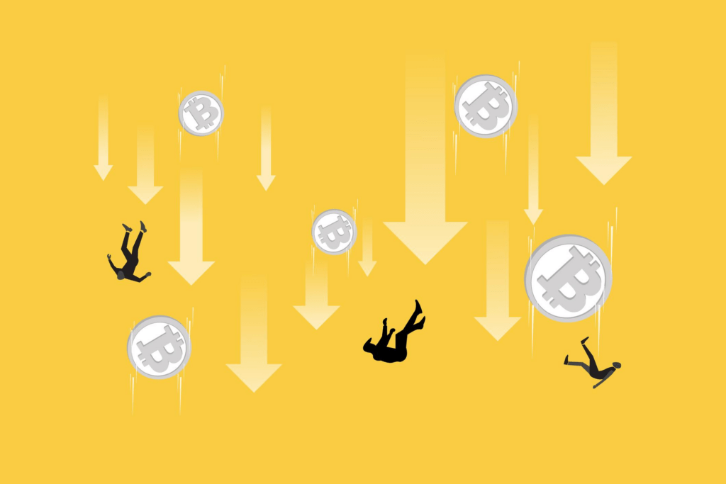 Bitcoin price crash chart illustrating systemic ripple effects across markets.